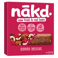 NAKD Berry delight ovocno oříškové raw tyčinky s malinami  4 x 35 g