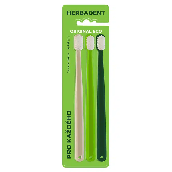 HERBADENT Original Eco 3 Zubní kartáček ultra jemná vlákna 3 kusy