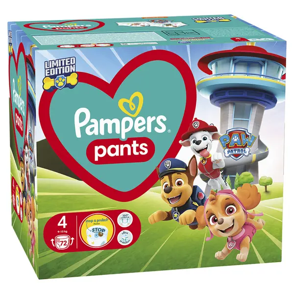 PAMPERS Baby dry edice Paw Patrol vel. 4 plenkové kalhotky 9-15 kg 72 ks
