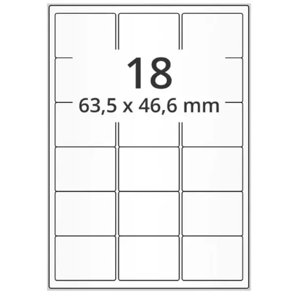 Samolepicí PE etikety 63,5 x 46,6 mm, 1800 listů