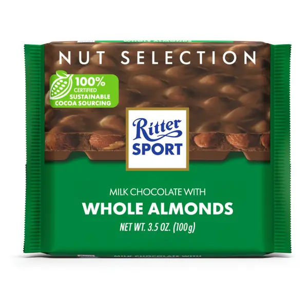 RITTER SPORT Mléčná čokoláda celé mandle 100 g