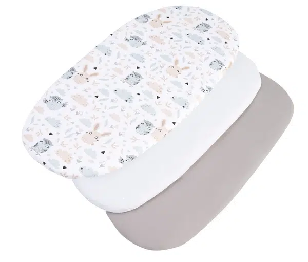 Medi Partners 3 – Pak – Fitted sheet for stroller – cotton – Polana – White – Gray