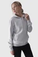 Dámska Mikina S Kapucňou Rozopínacia Bavlnená 4F Šedá 4FWMM00TSW