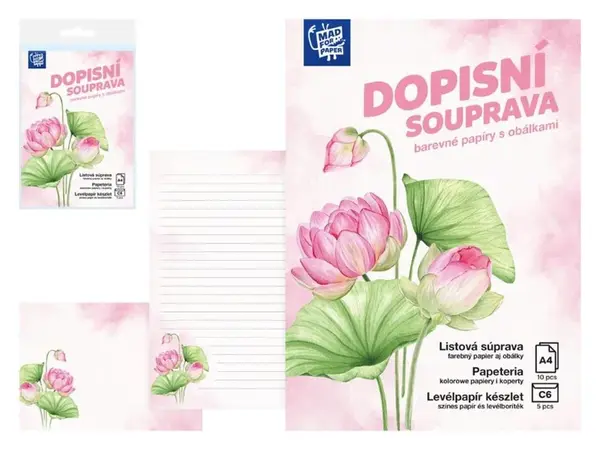 Dopisní papír barevný LUX 5+10 (Květy)