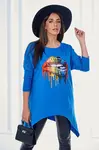 Halenka oversize s duhovým potiskem rtů fialovo-modrá