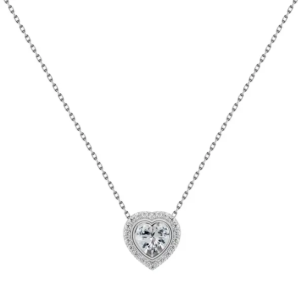 Brilio Silver Elegantní stříbrný náhrdelník s čirými zirkony Srdce NCL23W (řetízek, přívěsek)