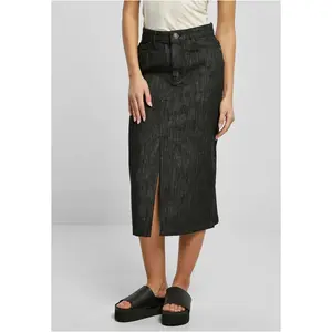 Women's Midi Denim Skirt Black Washed