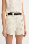 Šortky s příměsí lnu IRO béžová barva, high waist, WP30XAGA