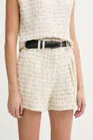 Šortky s příměsí lnu IRO béžová barva, high waist, WP30XAGA