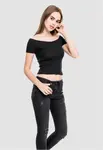 Women's T-shirt with free shoulder black
