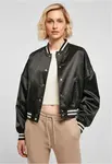 Women's short oversized satin College jacket black