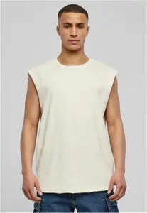 White Sand Sleeveless T-Shirt with Open Edge