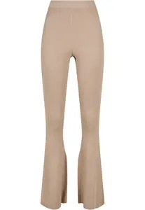 Women's ribbed knit leggings Bootcut lighttaupe