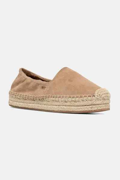 Semišové espadrilky BOSS Madeira hnědá barva, na platformě, 50542344