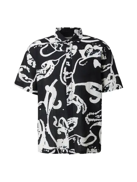 JACK & JONES Košeľa 'JORMONTAUK'  čierna / biela