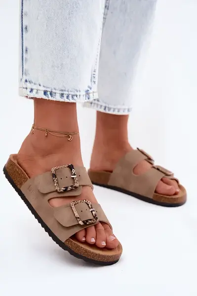 Dámské khaki pantofle s clipy Lee Cooper