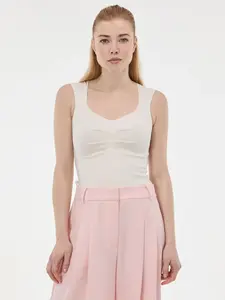 Krémové dámské tílko s plisováním ORSAY