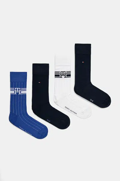 Ponožky Tommy Hilfiger 4-pack pánské, modrá barva, 701235882