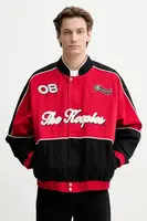 Džínová bunda The Kooples červená barva, přechodná, HBLO30010K