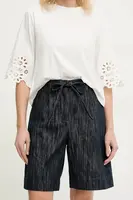 Džínové šortky Answear.LAB dámské, tmavomodrá barva, hladké, high waist