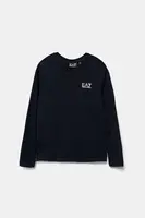 Dětské bavlněné tričko s dlouhým rukávem EA7 Emporio Armani tmavomodrá barva, s potiskem, 7B000021 AF10378