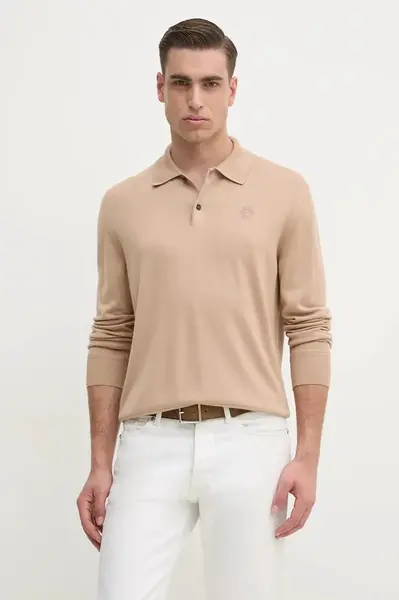 Vlněný svetr Bally pánský, béžová barva, lehký, MKN05B