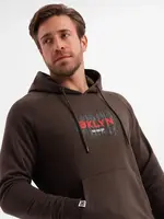 Ombre Men's Classic Printed Kangaroo Sweatshirt - Dark Brown