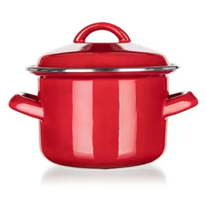 Smaltovaný hrniec s pokrievkou Red MILTON 5,9 l