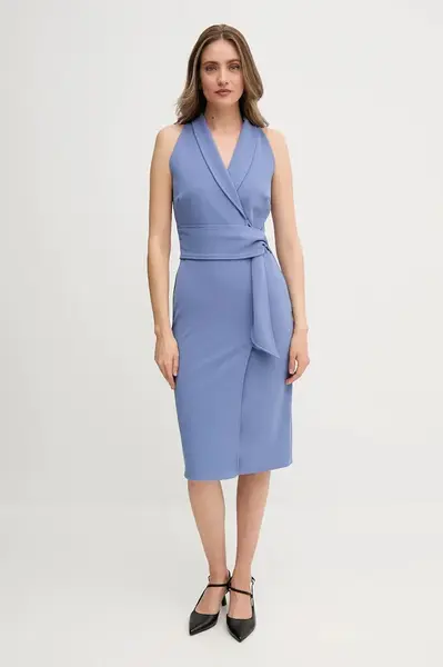 Šaty Sandro Ferrone modrá barva, midi, přiléhavé, S18XBESAY