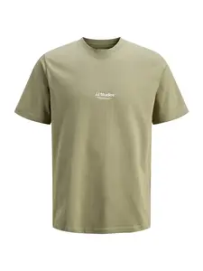 JACK & JONES Tričko 'JJESOHO'  olivová / biela
