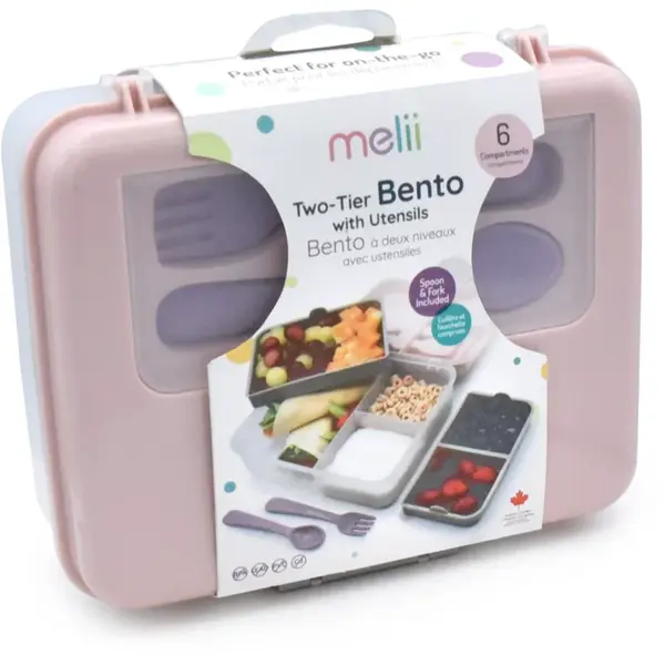 Melii Bento Box svačinový box Pink, Purple, Gray 1446 ml
