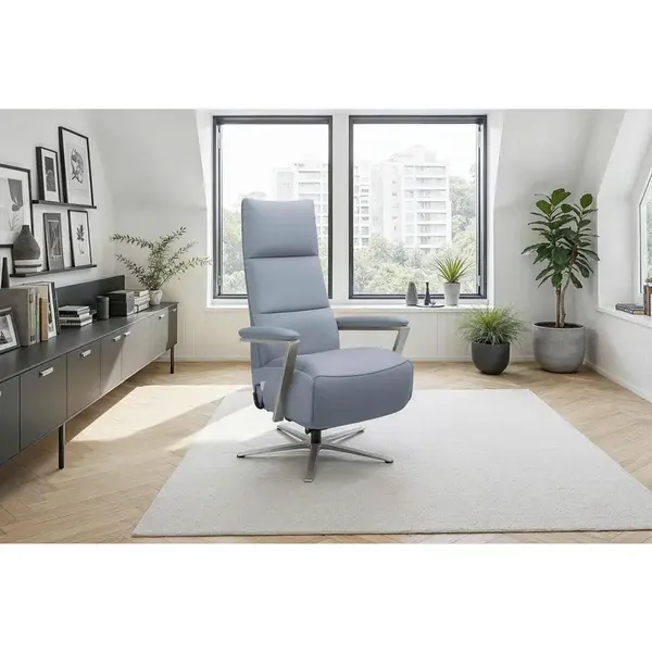 Sit & More RELAXAČNÍ KŘESLO, kůže, šedomodrá