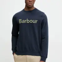 Bavlněná mikina Barbour Pique Applique Crew Sweatshirt pánská, tmavomodrá barva, melanžová, MOL0670