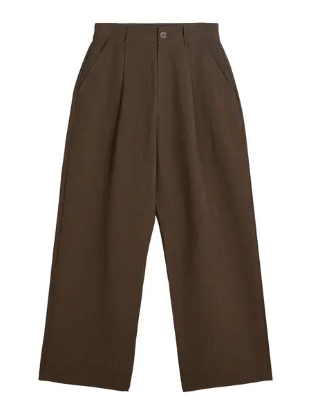 Bershka Plisované nohavice  čokoládová