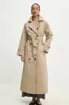 Trench kabát Answear.LAB dámský, béžová barva, přechodný, oversize