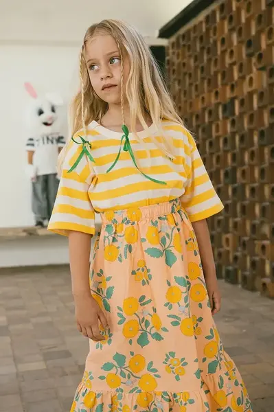 Dětské bavlněné tričko Tinycottons STRIPES TEE žlutá barva, SS25-111