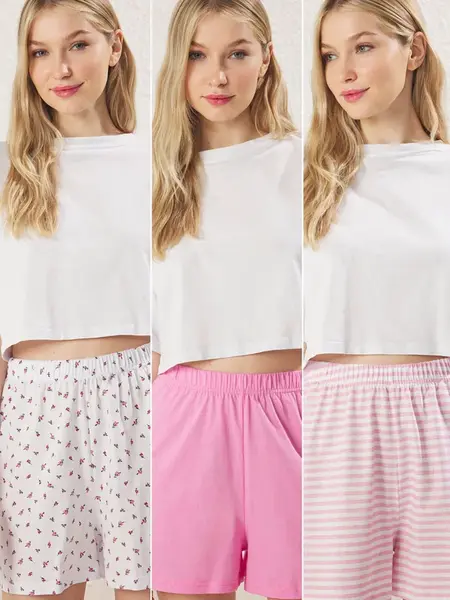 Trendyol Pyžamové nohavice  ružová / ružová / pitaya / biela