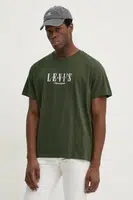 Bavlněné tričko Levi's SS RELAXED FIT TEE zelená barva, s aplikací, 16143