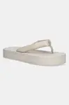 Žabky Calvin Klein Jeans BEACH SANDAL FLATFORM TTXR SATIN dámské, béžová barva, na platformě, YW0YW01723