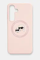 Obal na telefon Karl Lagerfeld Samsung Galaxy S25+ růžová barva, KLHMS25MSKCHTCP