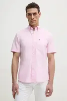 Bavlněná košile Tommy Hilfiger růžová barva, regular, s límečkem button-down, MW0MW36272
