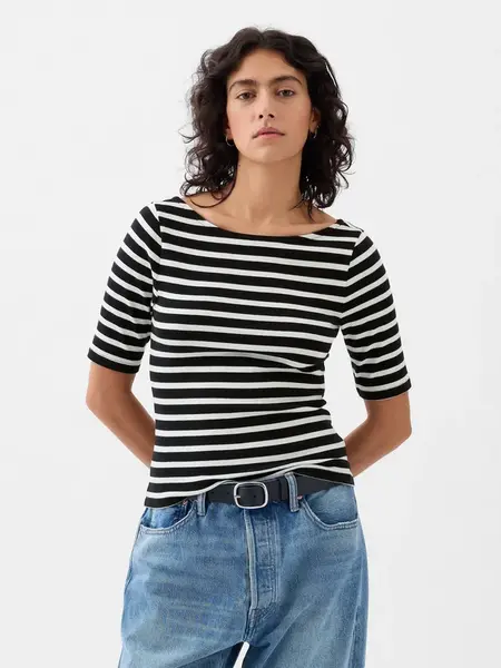 GAP Dámské Tričko s lodičkovým výstřihem crop 878217-02 Velikost: XS