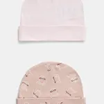 Dětská bavlněná čepice United Colors of Benetton 2-pack růžová barva, z tenké pleteniny, 3PWB0A004