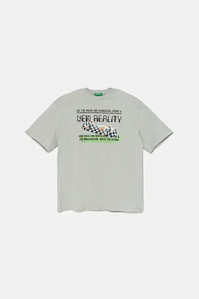 Dětské bavlněné tričko United Colors of Benetton šedá barva, 35RYC10NC