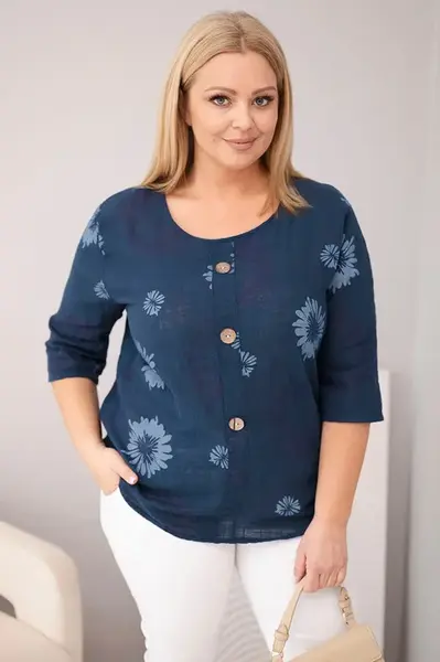 Kesi dámska blúzka plus size s krátkymi rukávmi
