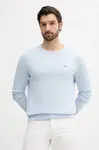 Bavlněný svetr Tommy Hilfiger pánský, modrá barva, MW0MW39999