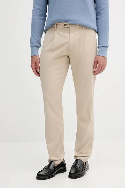 Kalhoty Tommy Hilfiger pánské, béžová barva, ve střihu chinos, MW0MW40699