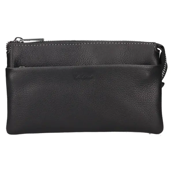 Menšia kožená dámska crosbody kabelka Katana Valli - čierna