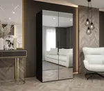 Šatní skříň Abi Marbella 3 Rozměry: 100 cm, Pásky / úchyty: Černá, Barva korpusu + barva dveří: Černá + zrcadlo