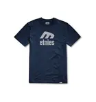 Etnies pánské tričko Icon E S/S Navy / Grey | Modrá | Velikost L | 100% bavlna